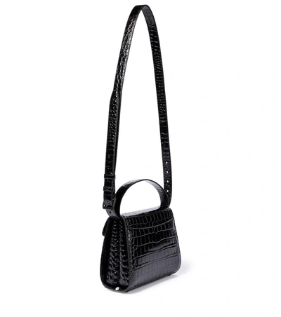 Shop Balenciaga Ghost Small Croc-effect Shoulder Bag In Black