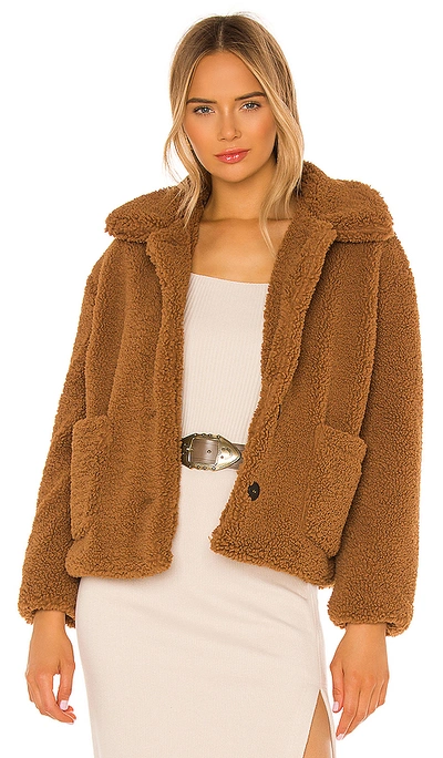Shop Apparis Charlotte Faux Fur Jacket In Camel