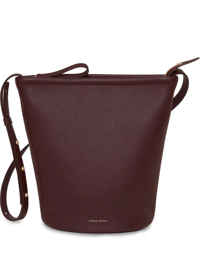 Shop Mansur Gavriel Zip-top Leather Bucket Bag In Brown