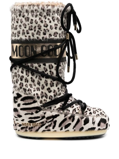 Shop Moon Boot Leopard Print Snow Boots In Brown