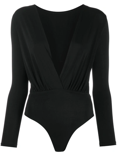 Shop Alchemy Plunging V-neck Bodysuit In Black