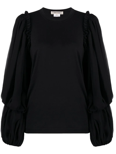 Shop Comme Des Garçons Bell-sleeve Wool Top In Black