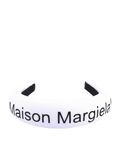 Shop Mm6 Maison Margiela Logo Print Hairband In White