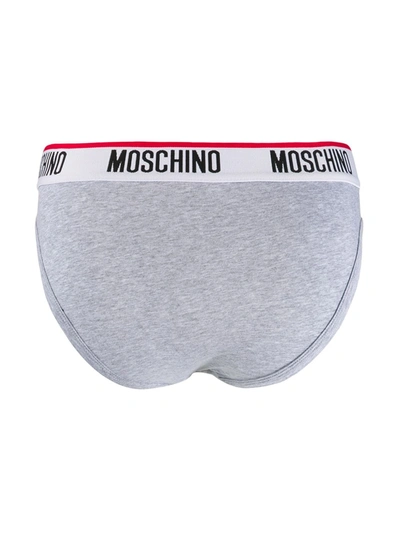 Shop Moschino Twin-pack Logo Band Briefs In Grey