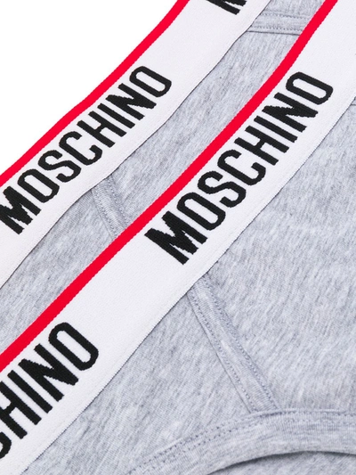 Shop Moschino Twin-pack Logo Band Briefs In Grey