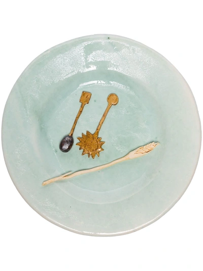 Shop Jacquemus X Daphne Leon Earring Ceramic Plate In Green