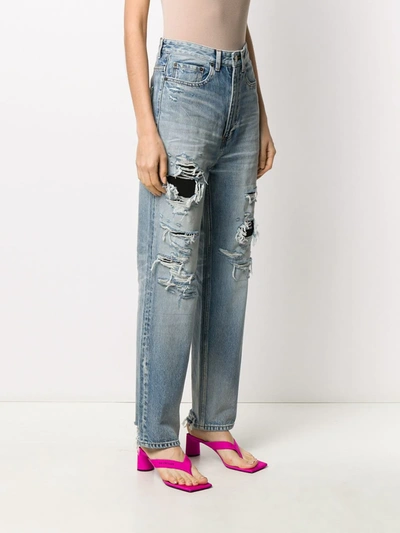 Shop Balenciaga Ripped Detail Denim Jeans In Blue