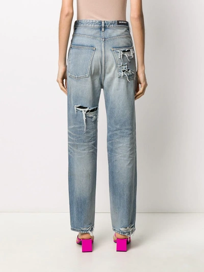 Shop Balenciaga Ripped Detail Denim Jeans In Blue