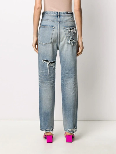 Balenciaga Ripped Detail Denim Jeans In Blue