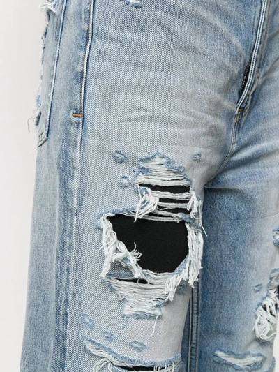 Shop Balenciaga Ripped Detail Denim Jeans In Blue