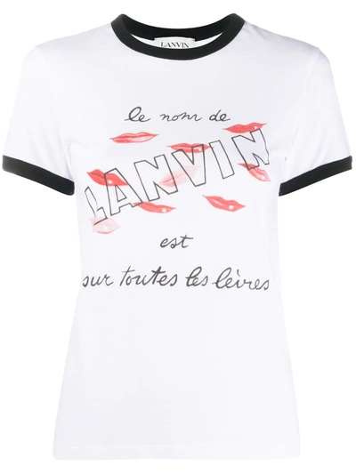 Shop Lanvin Lips Print Ringer T-shirt In White