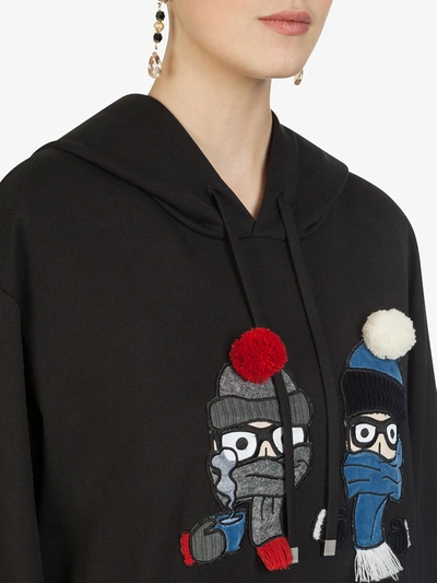 Shop Dolce & Gabbana Cartoon Print Hoodie In Black