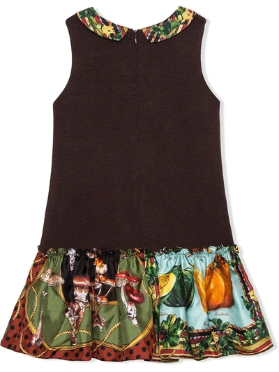Shop Dolce & Gabbana Autumn Appliqué Dress In Brown