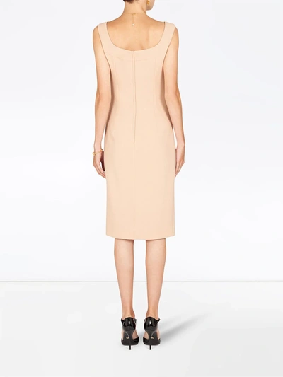 Shop Dolce & Gabbana Slit-detail Midi Dress In Neutrals