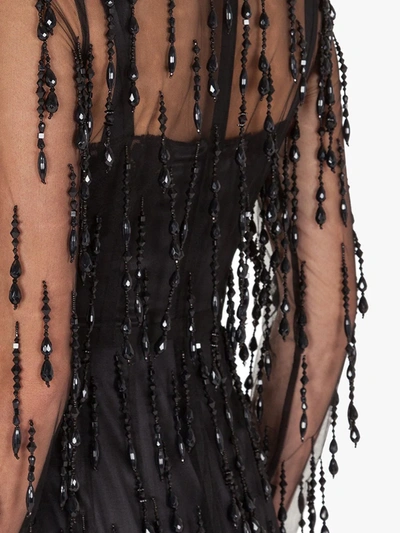 Shop Dolce & Gabbana Bead-embellished Fringed Sheath Dress In Black