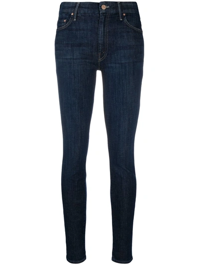 Shop Mother High-waisted Looker Skinny Jeans In Blue