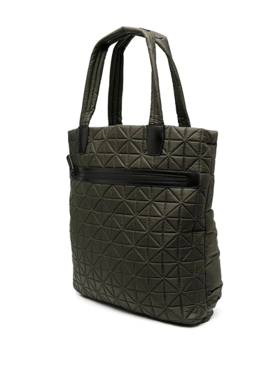 Shop Veecollective Quilted Leather Tote Bag In Green