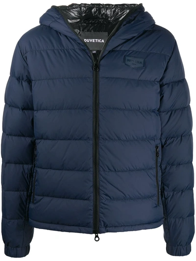 Shop Duvetica Feather Down Hooded Jacket In Blue