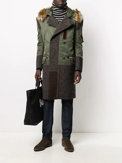 Shop Junya Watanabe Hooded Rain Coat In Green