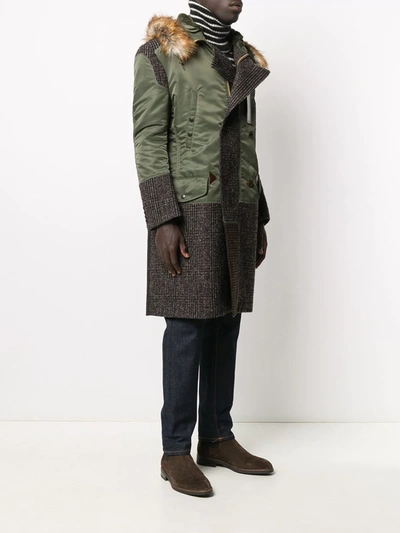 Shop Junya Watanabe Hooded Rain Coat In Green