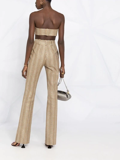 Shop Ermanno Scervino High-rise Flared Check Trousers In Brown