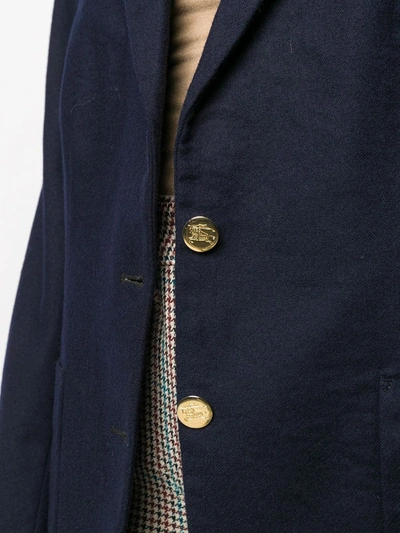 Pre-owned Burberry 单排扣西装夹克（典藏款） In Blue