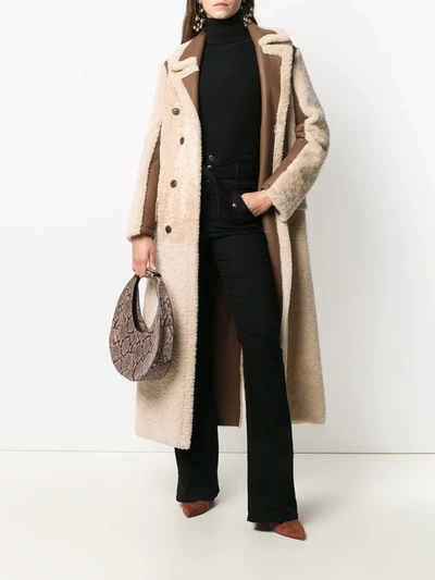 Simonetta Ravizza Double-breasted Shearling Coat In Neutrals