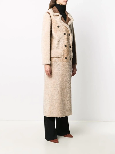 Simonetta Ravizza Double-breasted Shearling Coat In Neutrals