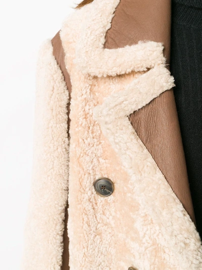Simonetta Ravizza Double-breasted Shearling Coat In Neutrals