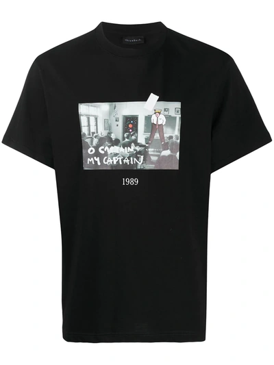 Shop Throwback Captain Cotton Crewneck T-shirt In Black