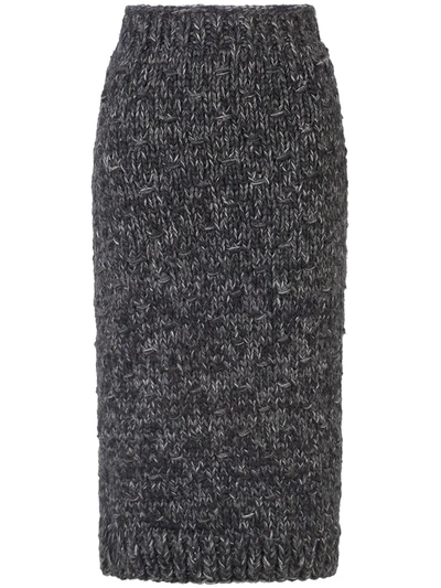 Shop Dolce & Gabbana High-waist Knitted Midi-skirt In Grey