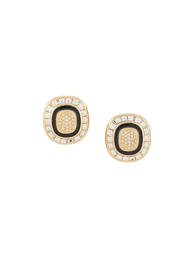 Pre-owned Dior 1980s  Crystal-embellished Earrings In Gold