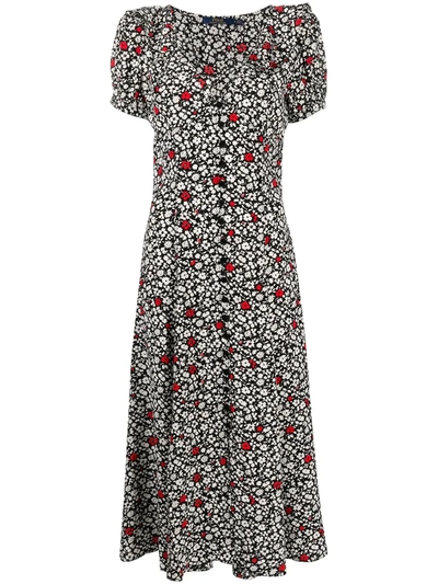 Shop Polo Ralph Lauren Floral-print Short-sleeve Dress In Black