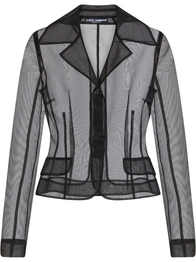 Shop Dolce & Gabbana Semi-sheer Single-breasted Blazer In Black
