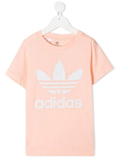 Shop Adidas Originals Trefoil-print Cotton T-shirt In Pink