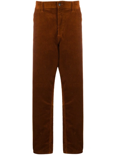 Shop Carhartt Wide-leg Corduroy Trousers In Orange