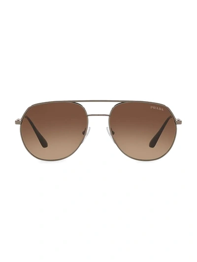 Shop Prada 57mm Aviator Sunglasses In Gunmetal