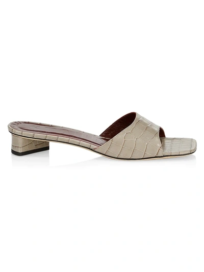 Shop Staud Women's Simone Croc-embossed Leather Mules In French Grey Croc