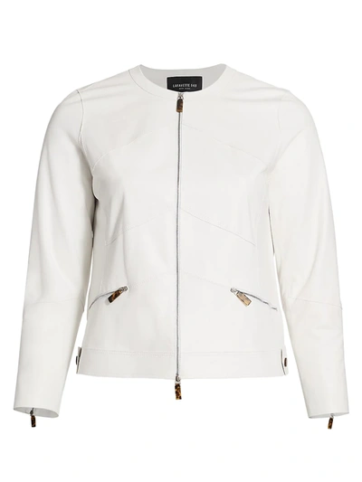 Shop Lafayette 148 Women's Adeline Zip Leather Jacket In White
