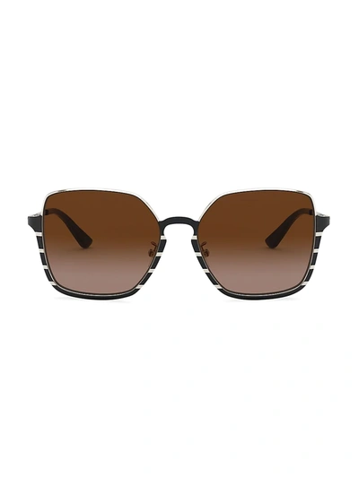 Shop Tory Burch 56mm Rectangle Gradient Sunglasses In Black