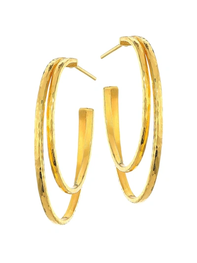 Shop Gurhan Women's Hoopla 22k Yellow Gold Oval Double Hoop Earrings