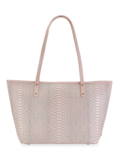 Shop Gigi New York Taylor Python-embossed Leather Tote In Nude