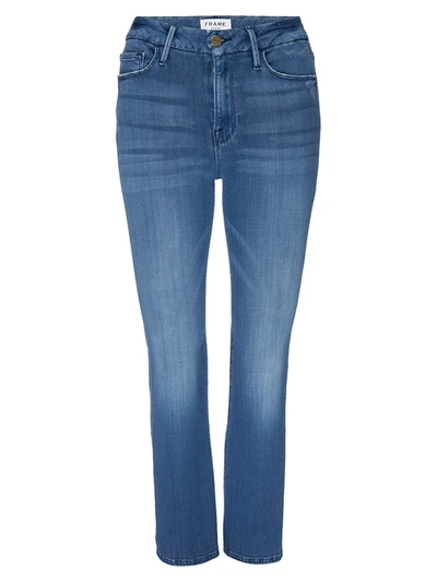 Shop Frame Women's Le Crop Mid-rise Bootcut Jeans In Blue Lagoon