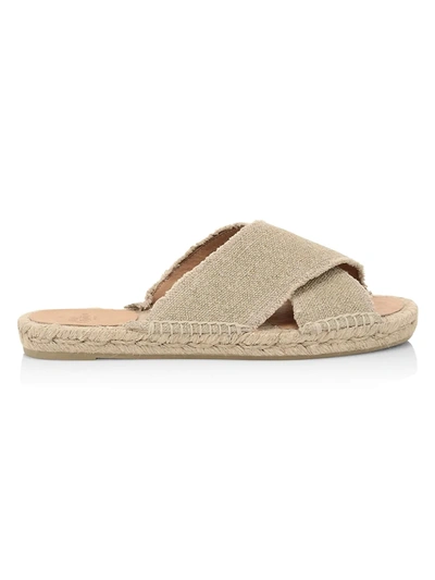 Shop Castaã±er Women's Palmera Flat Linen Espadrille Sandals In Plata