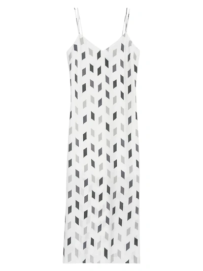 Shop Theory Women's Geo Print Silk Midi Slip Dress In Grey Multi