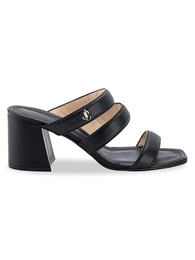 Shop Jimmy Choo Auna Leather Mules In Black