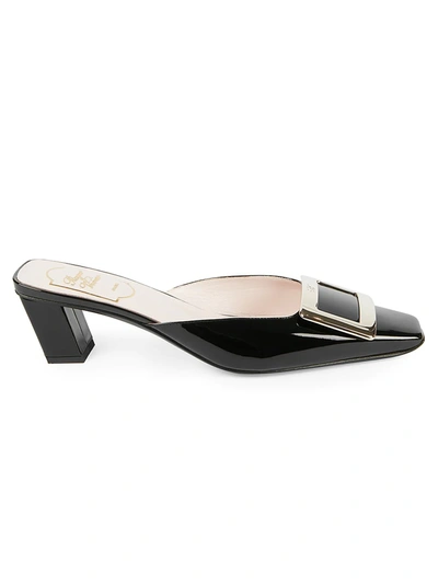 Shop Roger Vivier Belle Vivier Patent Leather Mules In Black