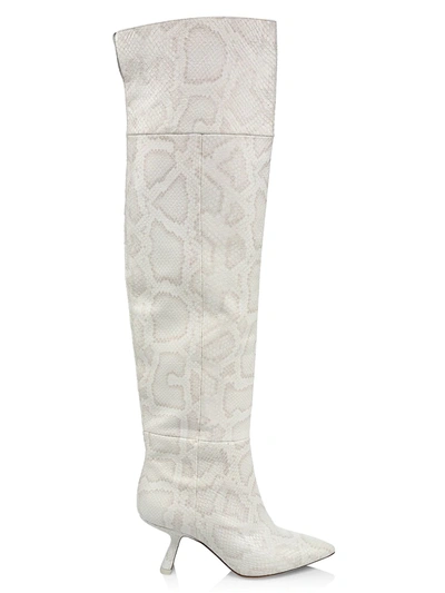 Shop Nicholas Kirkwood Women's Lexi Over-the-knee Snakeskin-embossed Leather Boots In Washed