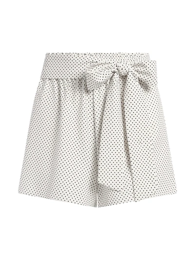 Shop Alice And Olivia Women's Linn Paperbag Waist Polka Dot Shorts In Mini Dot Soft White