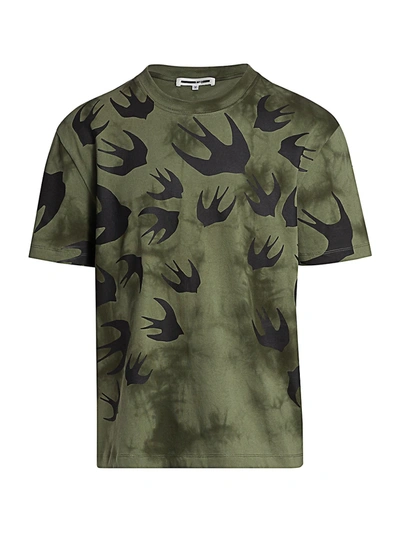 Shop Mcq Swallow Two-tone Military Graphic T-shirt In Military Khaki
